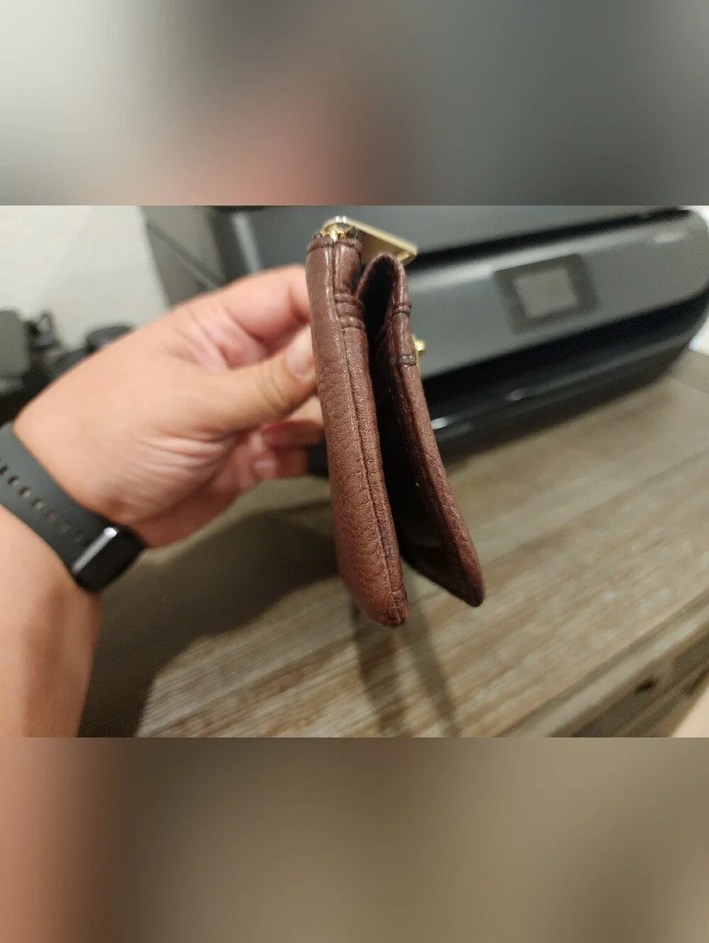 Fossil Pebbled Leather Zip Wallet - Chocolate Brown